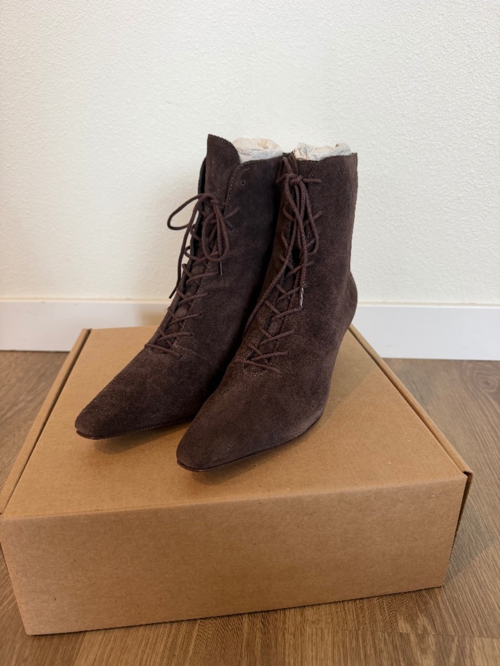 Reformation Kittie Lace Up Boot Brown - Size 8